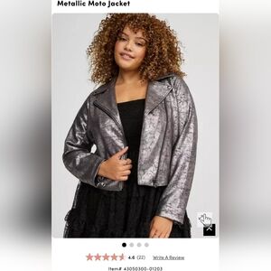 EUC Torrid Metallic Moto Silver Leather Jacket Size 0
